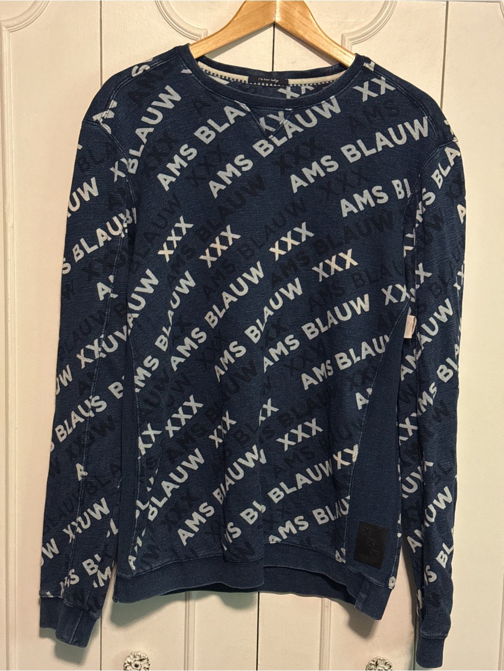 Scotch & Soda Navy All-Over AMS BLAUW Logo Crewneck